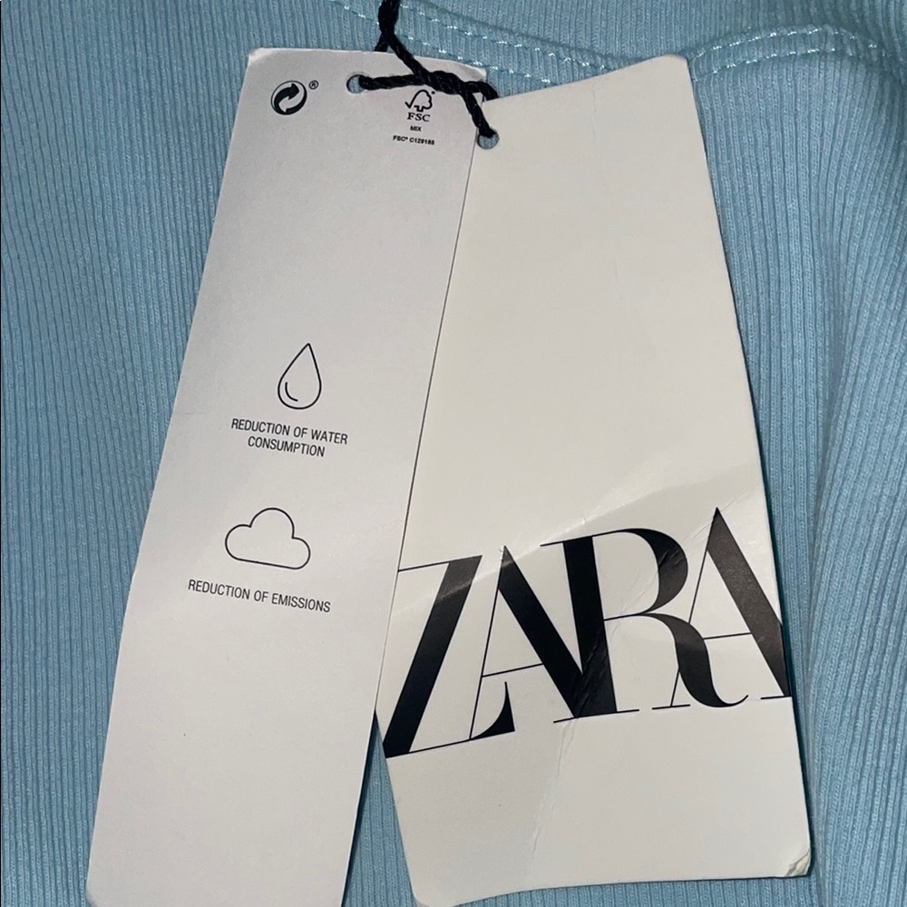 Zara Sky Blue Ruffle Sleeve Crop Top - Picture 5 of 7